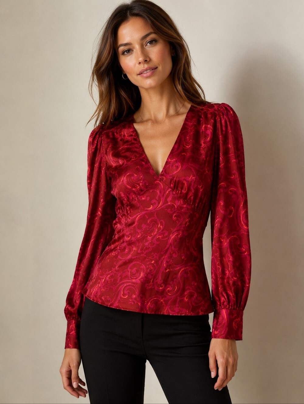 ❤️ TARA JARMON SATIN SILK BLEND BLOUSE, 10